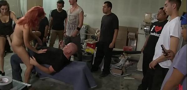  Redhead dp ffm fucked in public